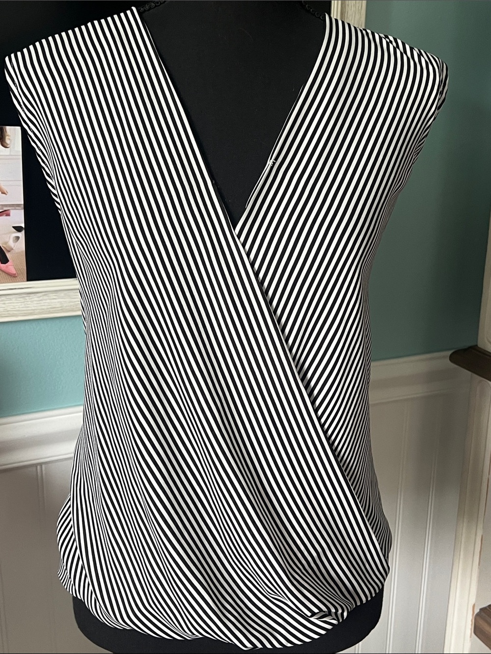 Adrianna Papell Black and White Striped Top